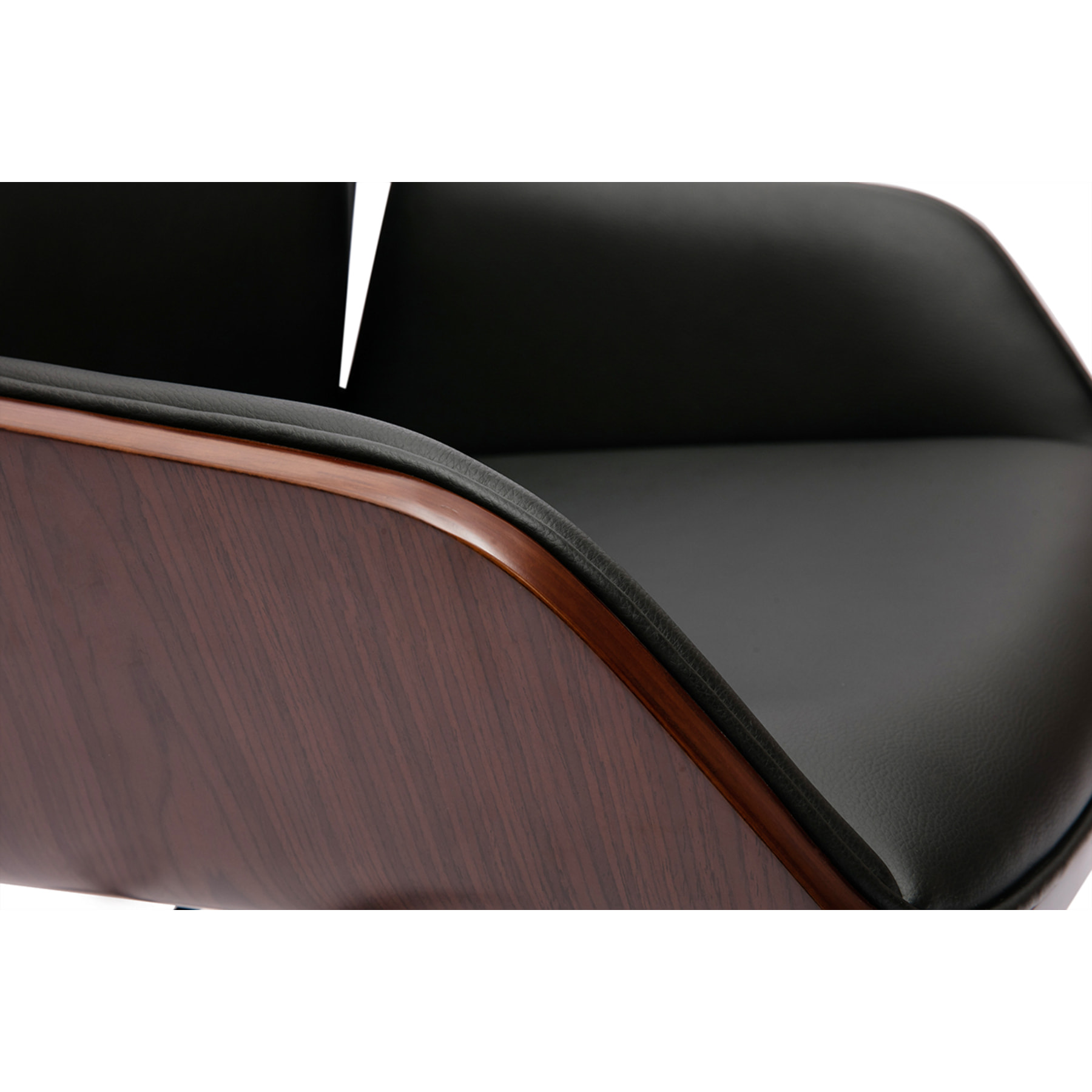 Chaise de bureau design pivotante 360° noire, bois foncé et métal noir MARLOW