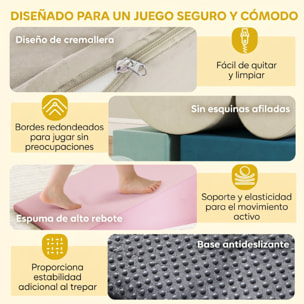 Juego de 5 Bloques de Espuma para Niños, Bloques de Psicomotricidad Infantil con Base Antideslizante, Funda Extraíble, Set de Escalada Suave Interior para Escalar y Gatear, 6 Meses-3 Años