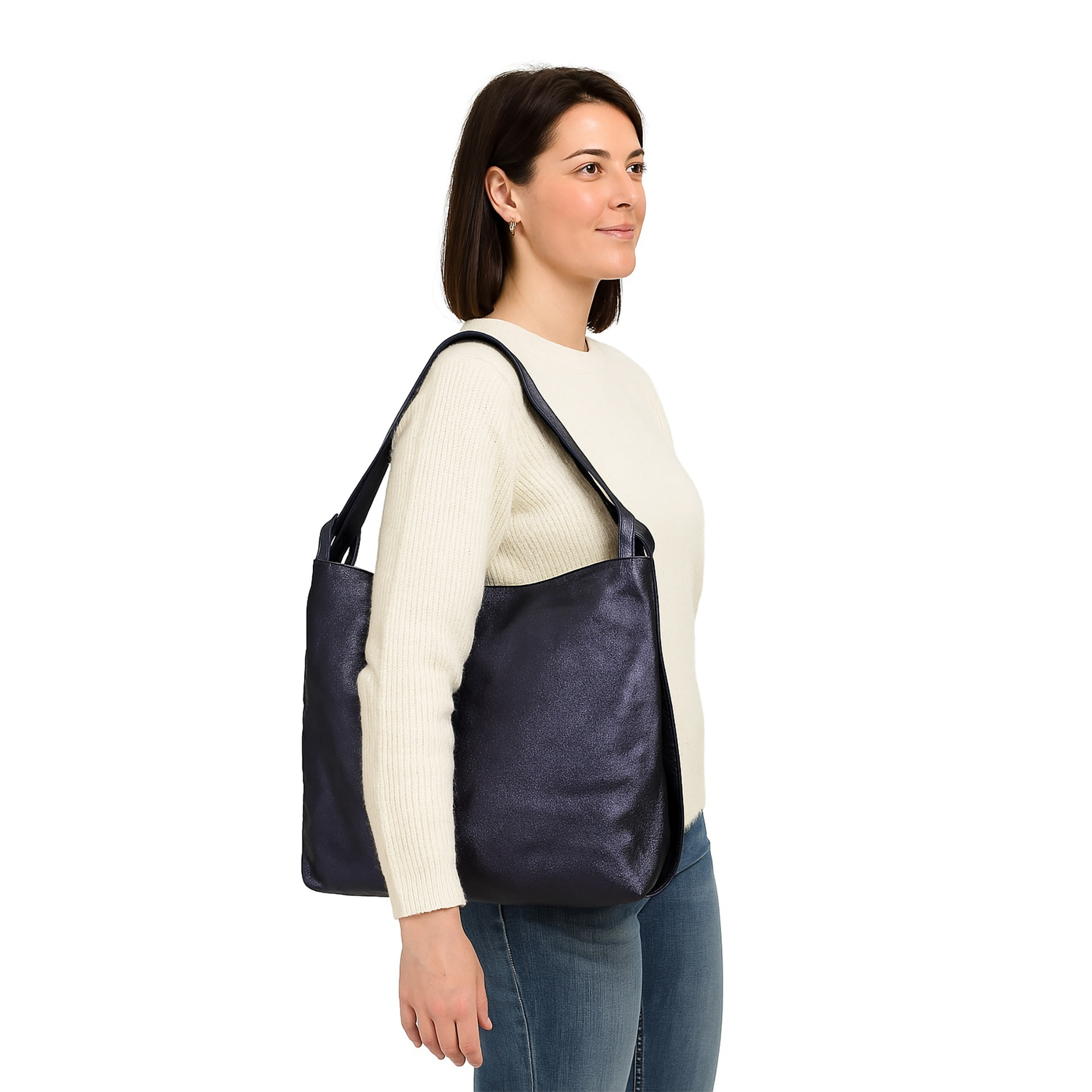 Borsa a mano da donna Made in Italy - Modello Edera Elite - 100% pelle - 37.0 x 37.0 x 9.0 cm