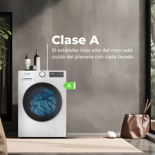 EVVO Lavadora Nature 10 10 kg, 1350 rpm, Clase A, motor inverter, tambor ePROTECT, vapor Steam Wash, 15 programas, 15’ rápido, blanco.