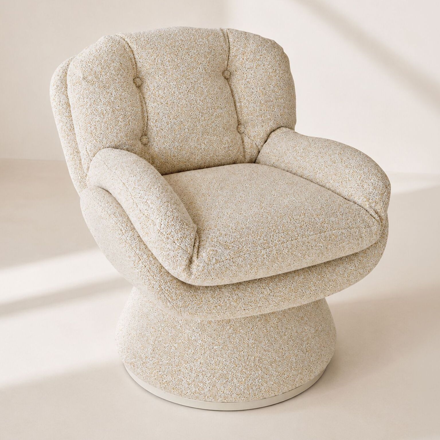 Fauteuil pivotant en tissu beige GUSTAVE