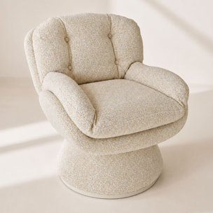 Fauteuil pivotant en tissu beige GUSTAVE