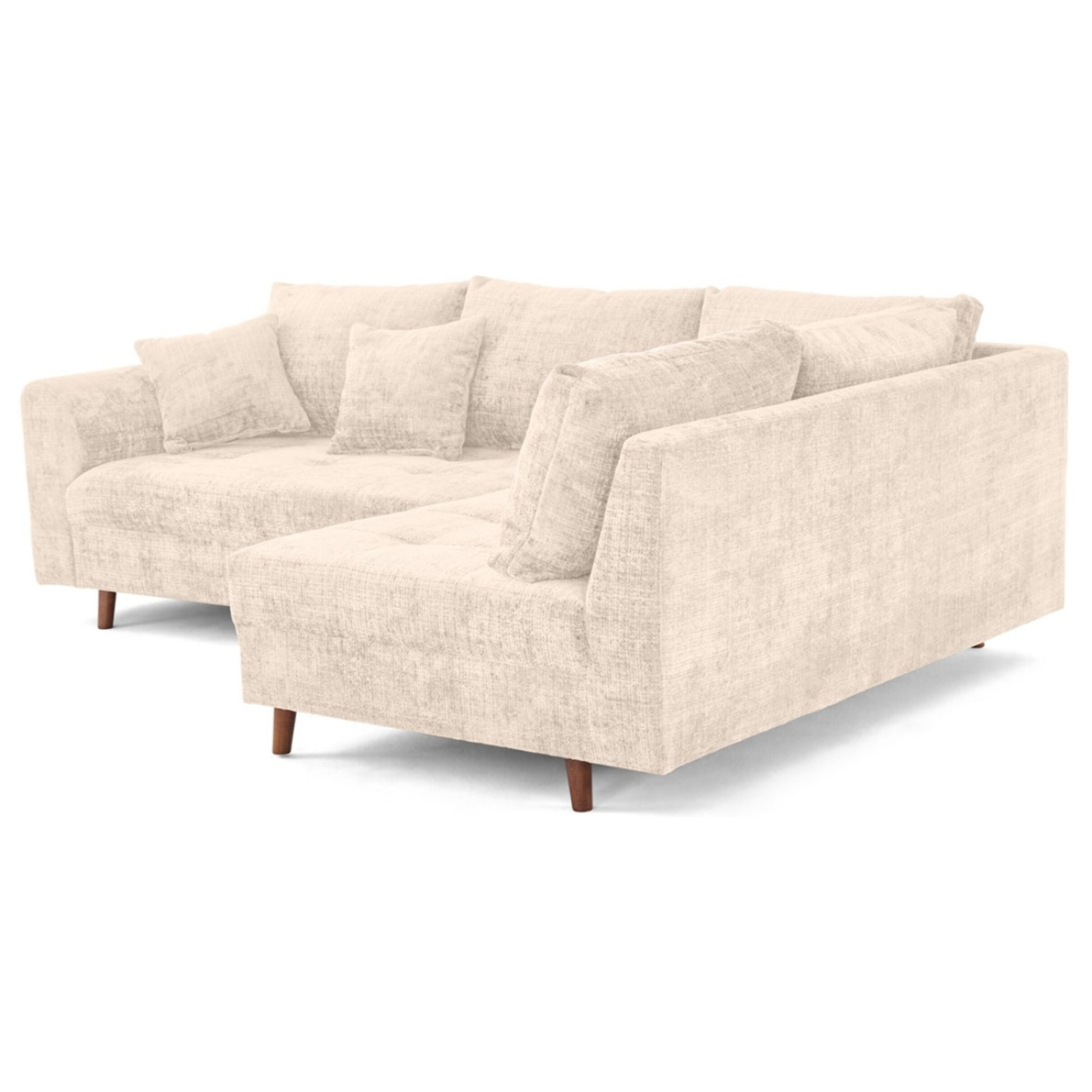 Rune - canapé d'angle droit 4 places en velours texturé - Beige