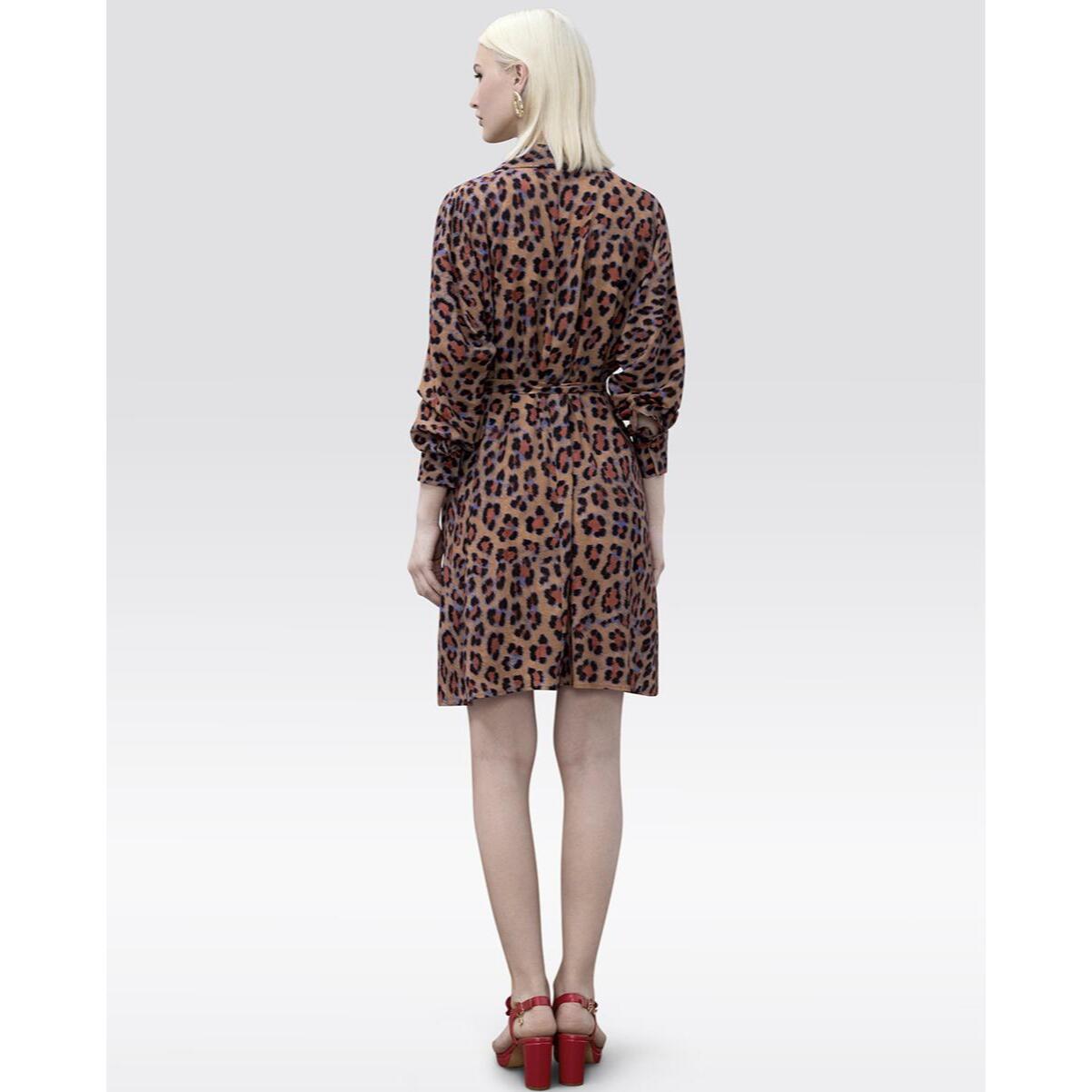 Abito corto con stampa animalier