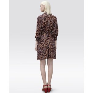 Abito corto con stampa animalier