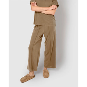 Pantaloni crop fluido verde cachi