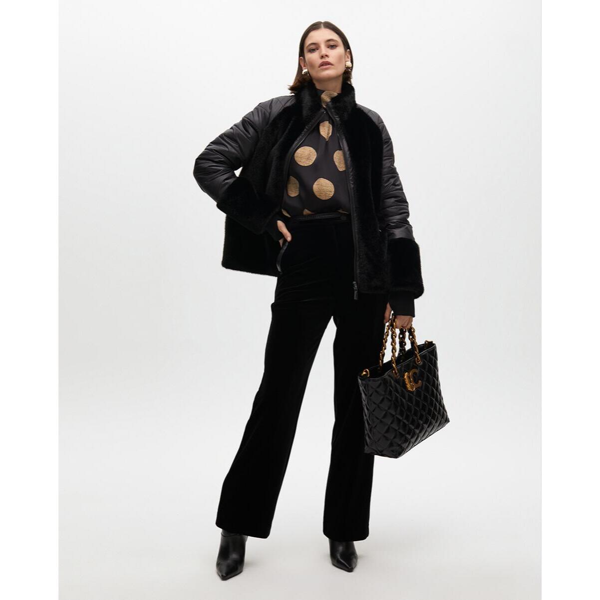 Cappotto combinato piume e pelliccia