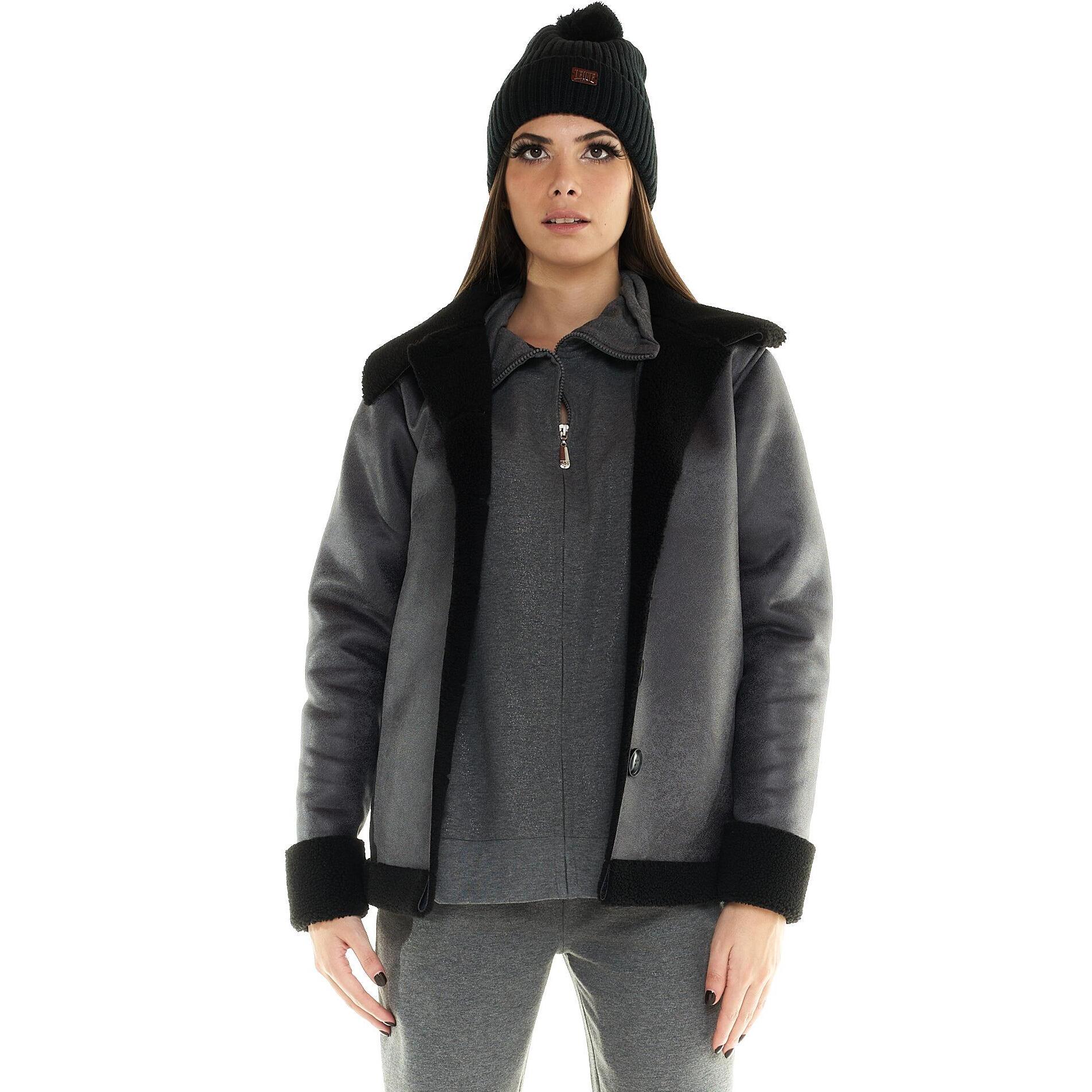Chaqueta Leone de mujer en sherpa gris