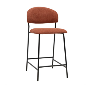 Tabourets de bar en tissu effet velours texturé terre brûlée H64 cm (lot de 2) BENTA