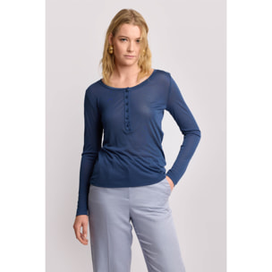 Kocca - Maglia minimal con bottoni Donna, Tinta unita, Girocollo