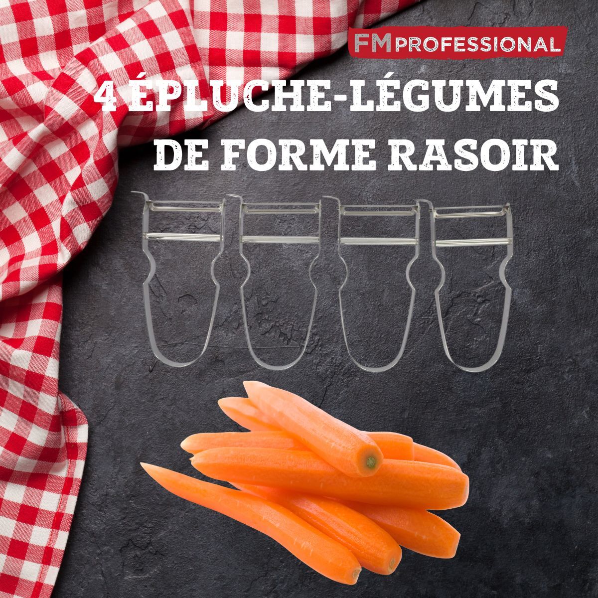 Lot de 4 éplucheurs à légumes 11,5 cm FM Professional