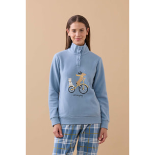 Pigiama donna yuppie in pile con collo tre bottoni Noidinotte