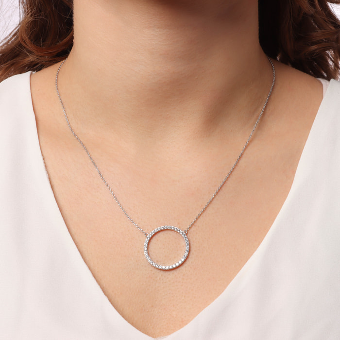 Collana con Cerchio in Cubic Zirconia in Argento 925 placcato Platino