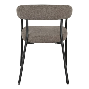 Set 2 sedie da pranzo Trivio in tessuto marrone con gambe in acciaio grigio