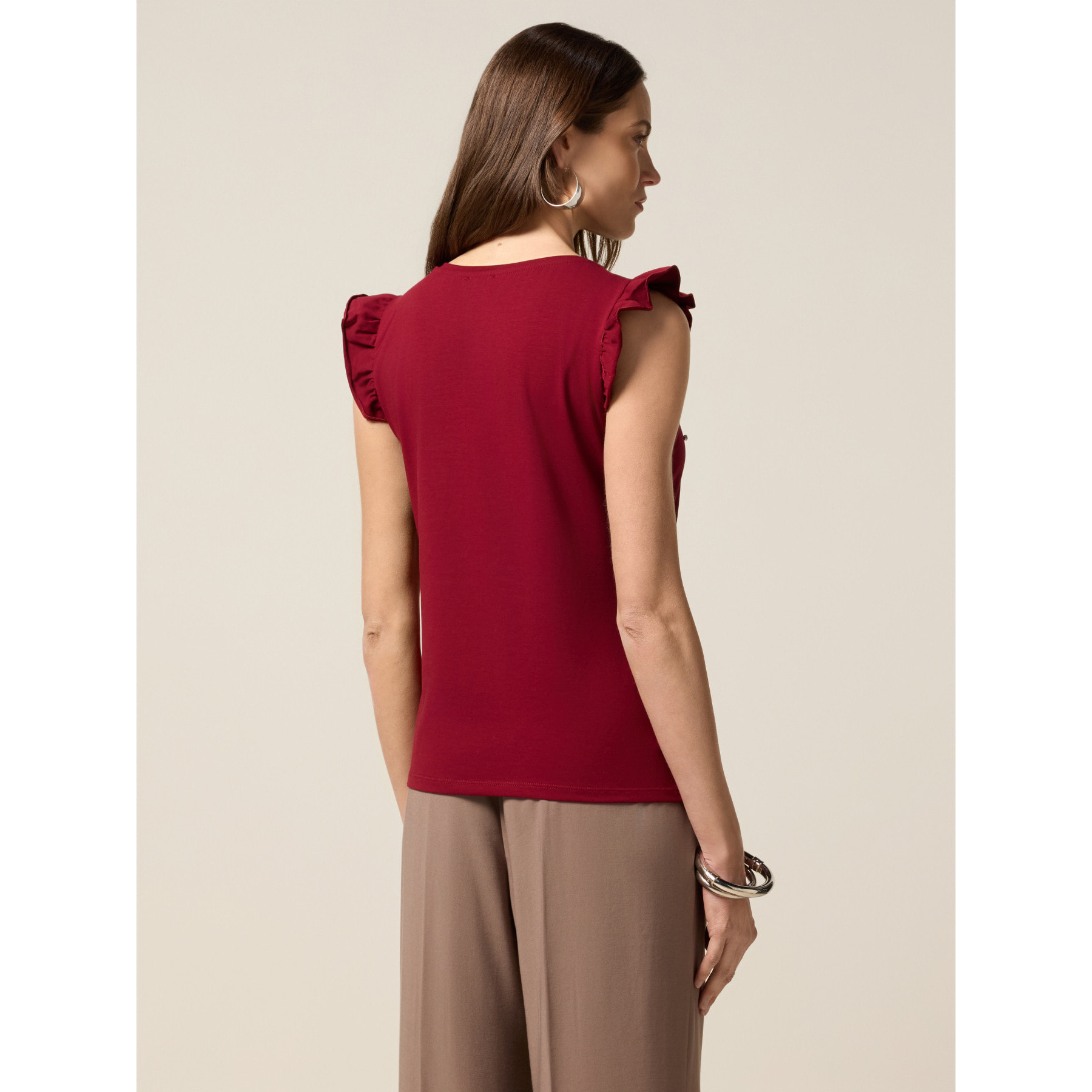 Oltre - Top in jersey con castoni - Burgundy