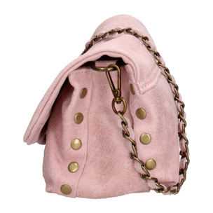 Borsa a tracolla da donna Made in Italy - Modello Floralia Lux - Pelle scamosciata - 25.0 x 15.0 x 11.0 cm