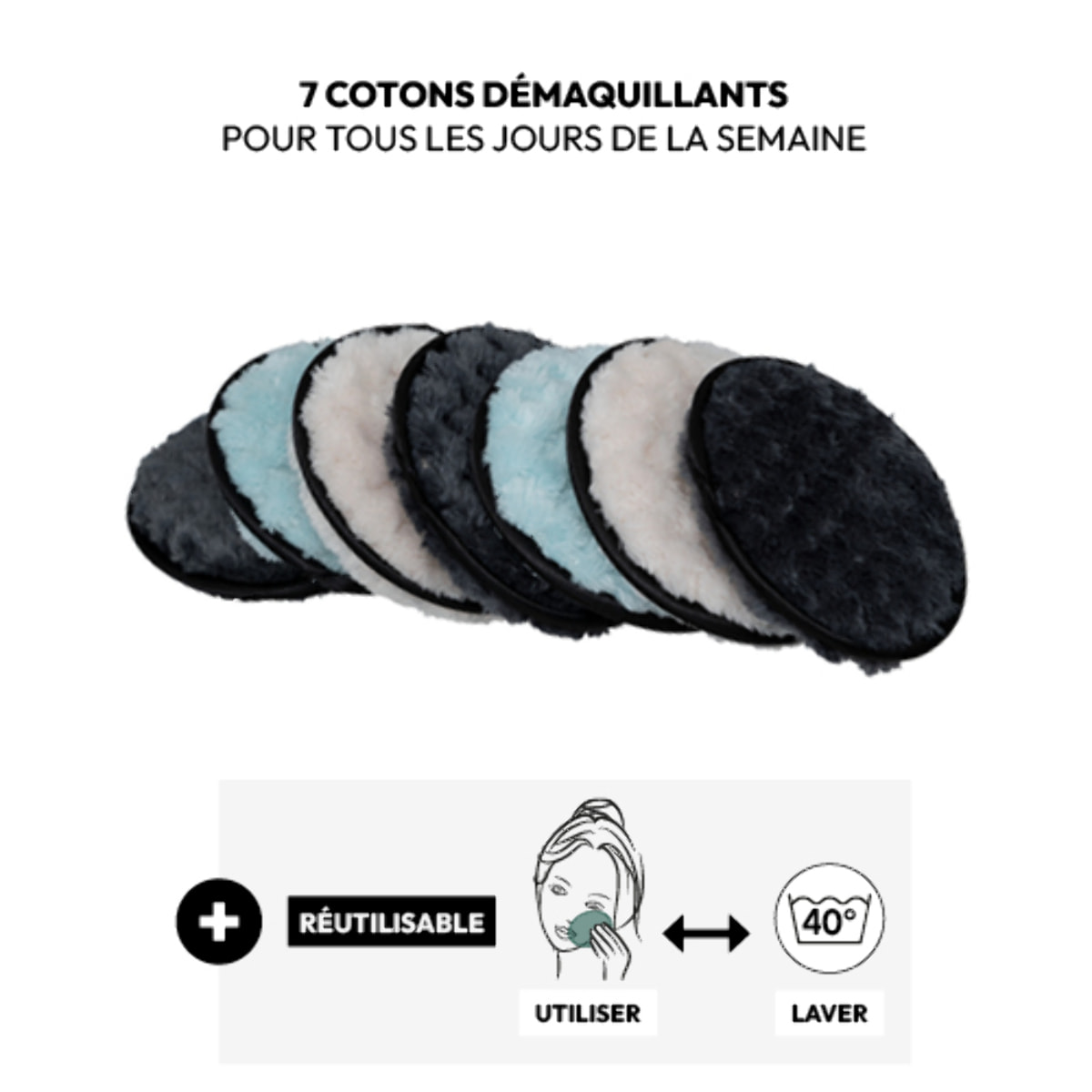 Lot de 7 cotons lavable microfibre