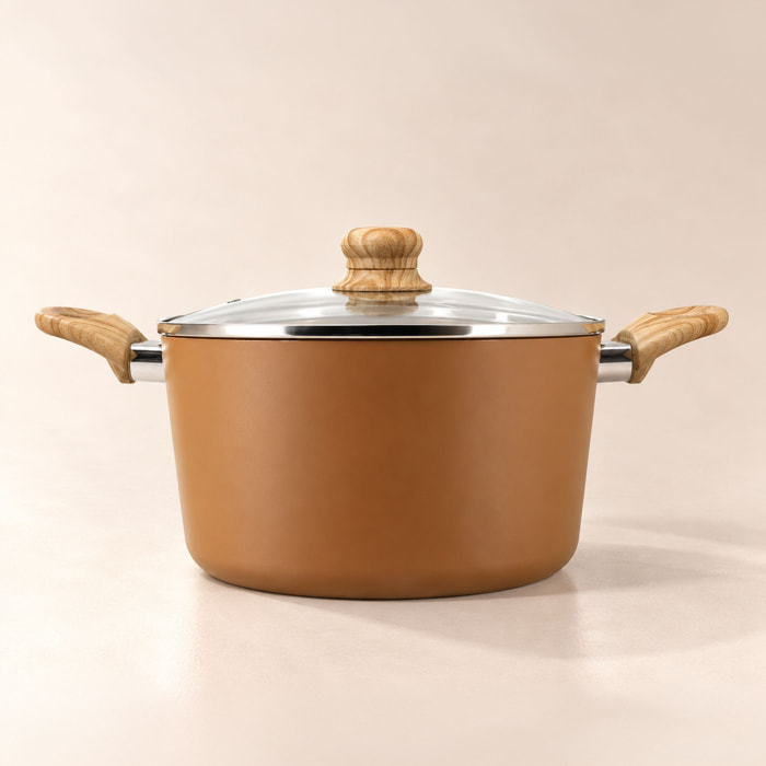 Faitout 24cm avec revêtement céramique noisette - tous feux COLORAMA