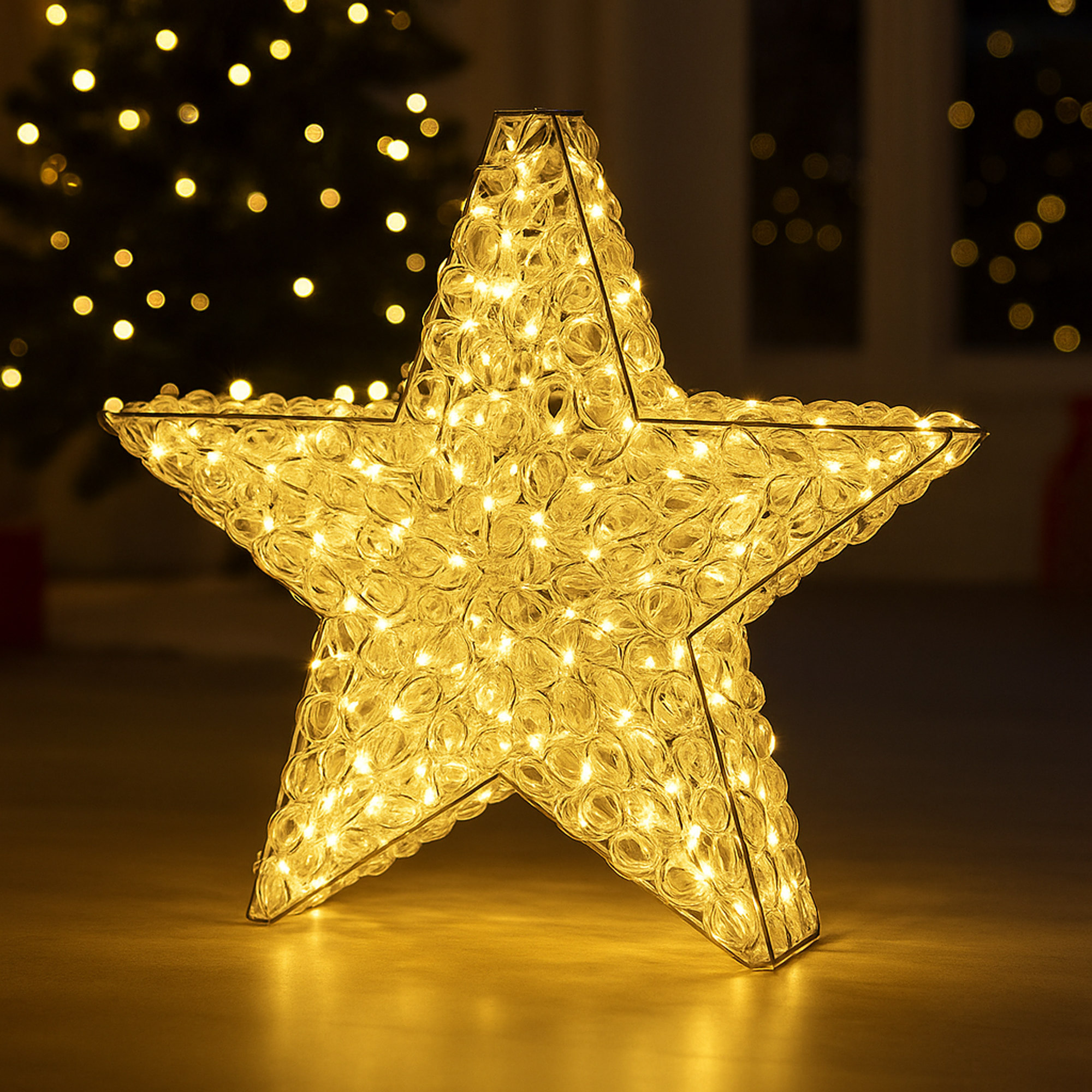 estrella de aluminio luminosa con 200 micro led 60x16x57cm