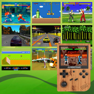 Console emulatore multipiattaforma RG351V. Schermo IPS da 3,5"; sistema operativo Linux, Quad-Core da 1,5 GHz, WiFi, 128 GB. Migliaia di giochi preinstallati.