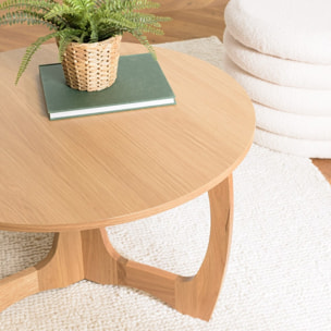 SYA - Table basse ronde D80 décor et chêne naturel pied ajouré