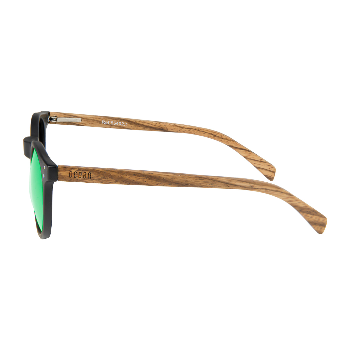 Gafas de sol OCEAN LIZARD WOOD - Madera negro y patillas marrón / Revo verde