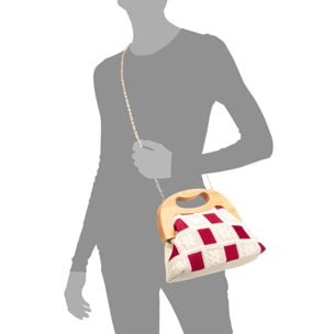 Barbaira Borsa a mano Donna. Realizzato in legno naturale e cotone.