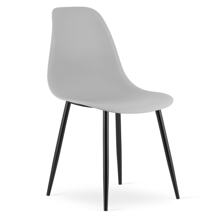Sedia scandinava WAT grigia con gambe in metallo nero