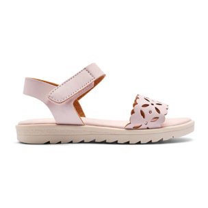 Sandalias Abiertas de Niña Frontal Floral Rosa