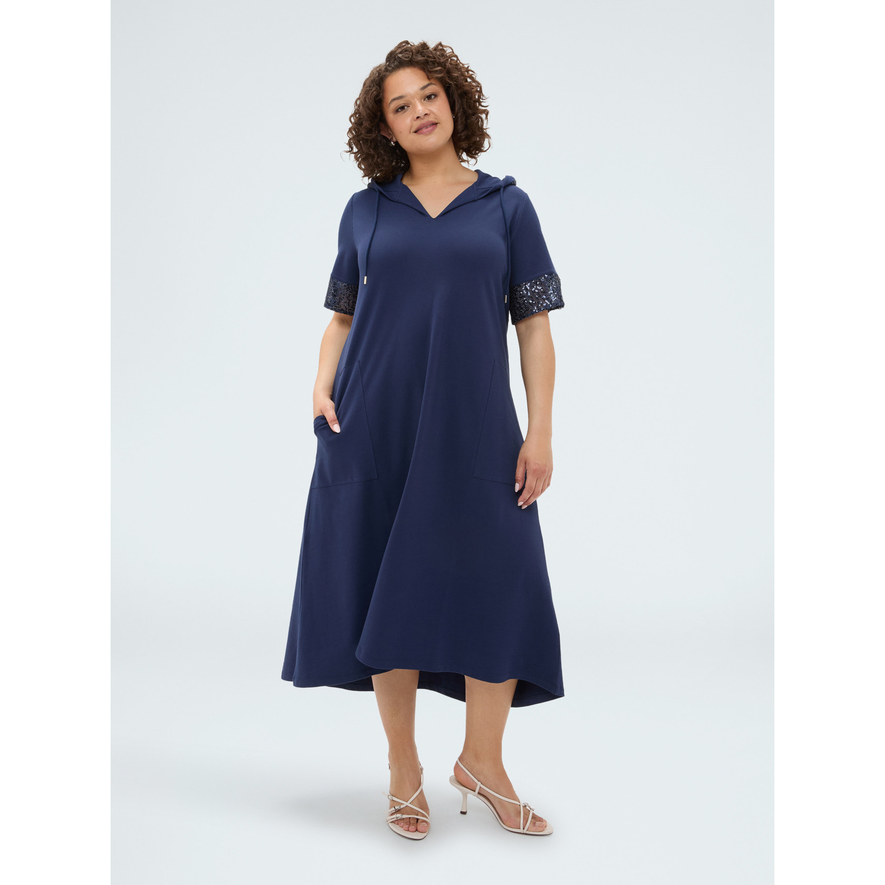 Fiorella Rubino - Vestito over in jersey con paillettes - Blu