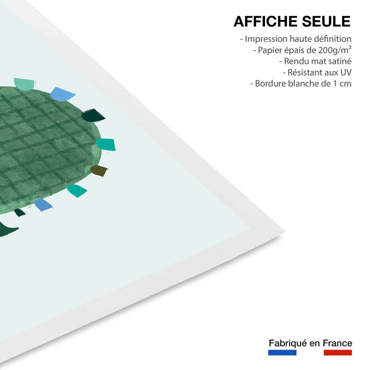 Affiche enfant tortue verte  Affiche seule