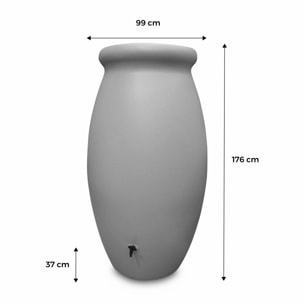 Récupérateur d'eau Jarre Roselend 1000L avec robinet en plastique et kit raccord chéneau