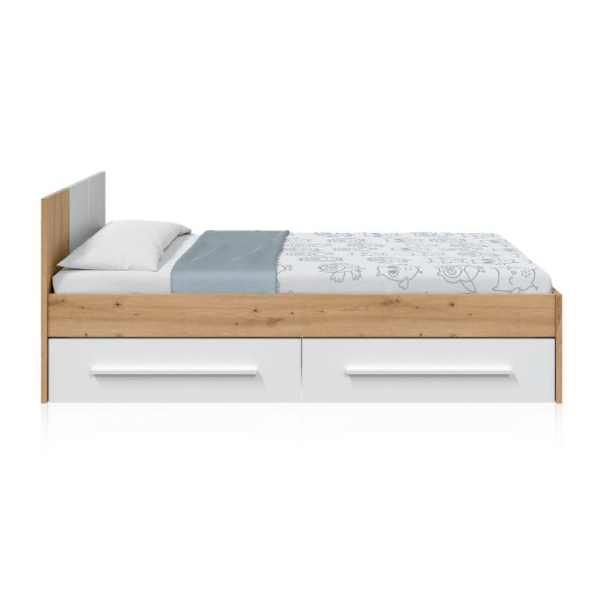 Cama Dess Blanco Artik (Blanco Mate) - Roble Nodi