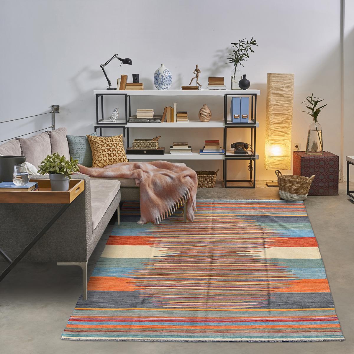 Tapis kilim fait main en laine motif oriental