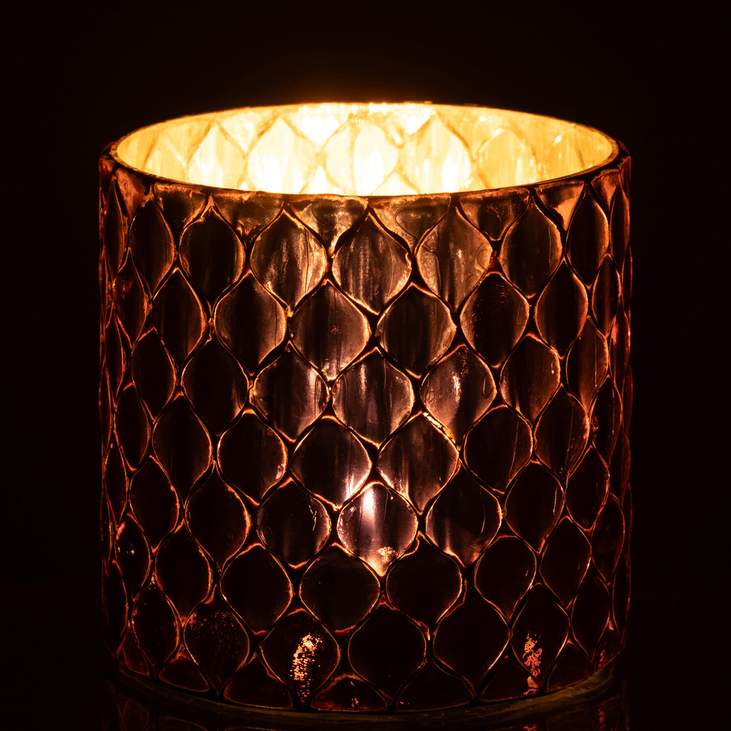 J-Line bougeoir Cylindre Mosaïque - verre - fuchsia