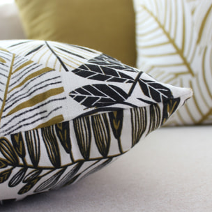 Coussin décoratif feuillage tropical - Bronze