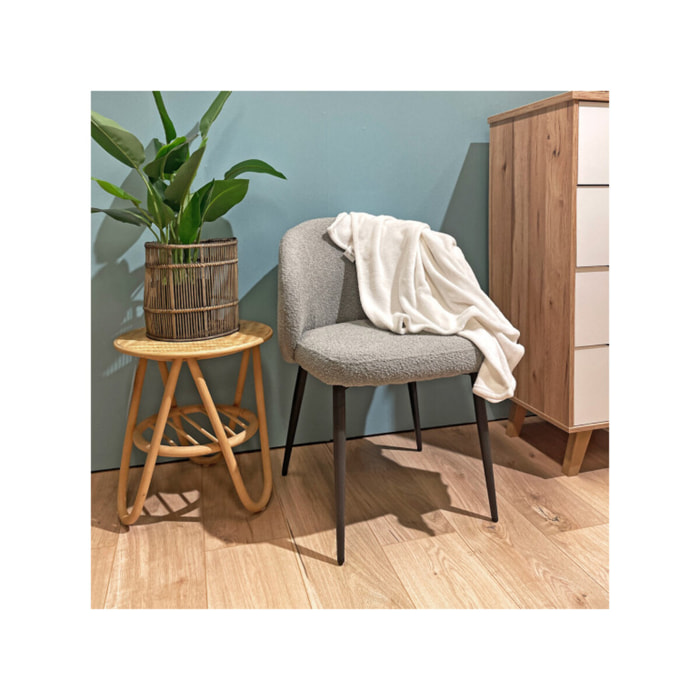 Chaise en tissu bouclette avec pieds en métal noir - SIROCCO