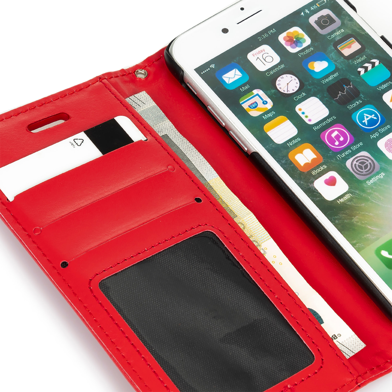 DAM Custodia Folio in ecopelle con chiusura magnetica per iPhone 7/8 7x2x14 cm. colore rosso