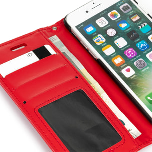 DAM Custodia Folio in ecopelle con chiusura magnetica per iPhone 7/8 7x2x14 cm. colore rosso