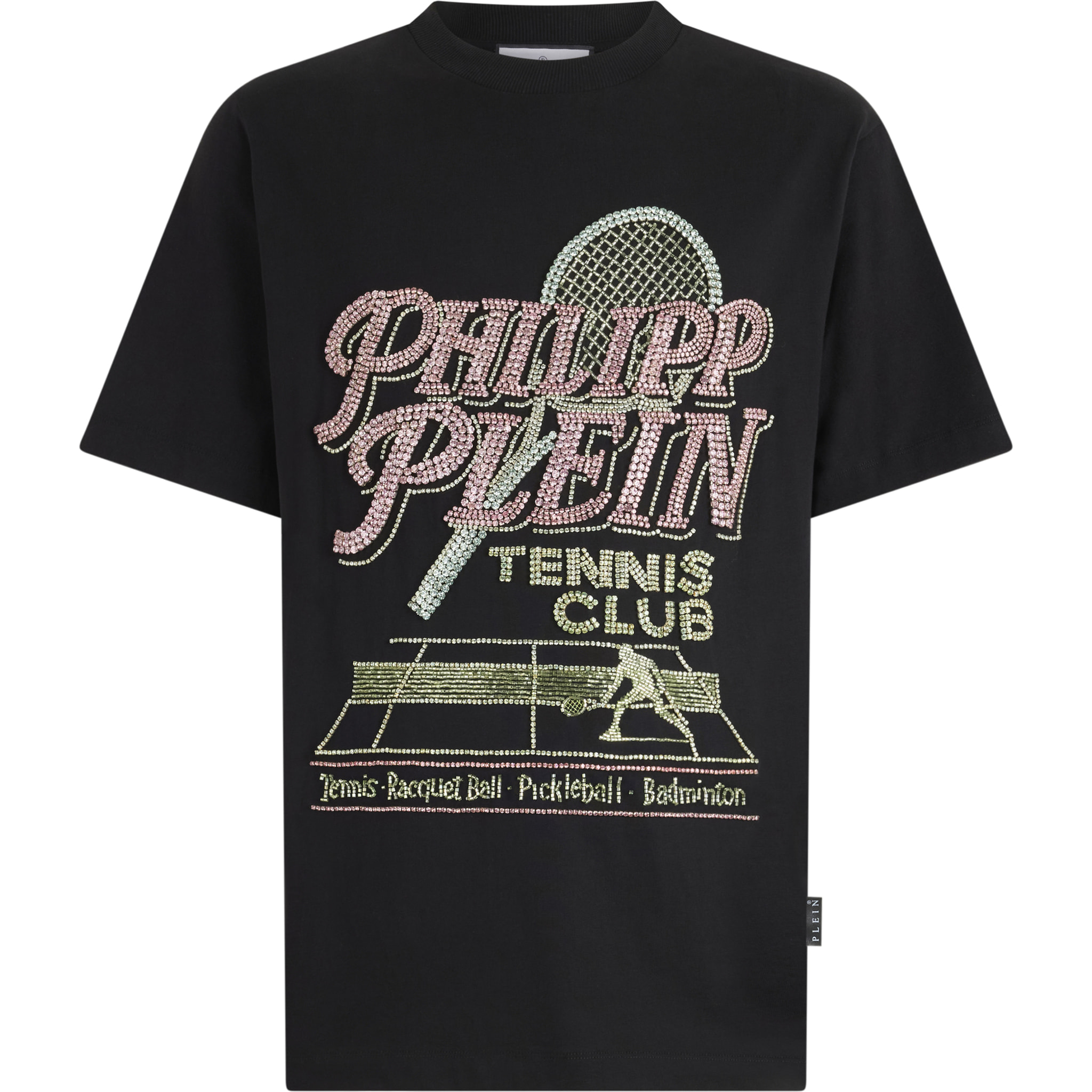 PHILIPP PLEIN Round Neck T-Shirt Tennis Club Strass