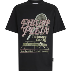 PHILIPP PLEIN Round Neck T-Shirt Tennis Club Strass