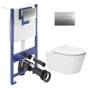 ViConnect Pro S Pack WC Bâti Villeroy & Boch + WC Swiss Aqua Technologies Brevis et fixations invisibles (VCNBREVIS1AM)