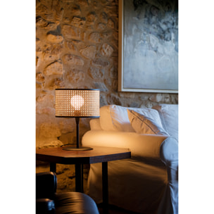 MAMBO Lampe de table noire/rotin