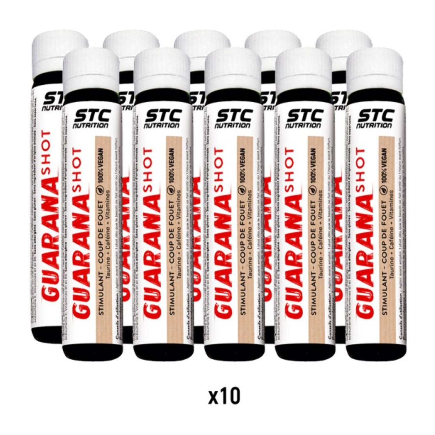 STC NUTRITION - Guarana Shot - Complément alimentaire à base de Guarana, Caféine, Taurine et vitamines - Aide à réduire la fatigue et améliorer la concentration - Lot de 10 flacons unidoses