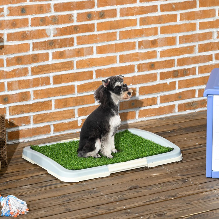 Litière gazon synthétique chien toilette portable à pelouse tiroir à déjection dim. 63L x 48l x 6H cm