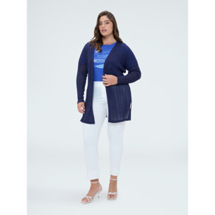 Fiorella Rubino - Cubre hombros o jersey de punto acanalado con mangas de campana - Azul