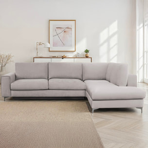 Canapé d'Angle Droit Velours Fiesole, 3 Places, Couchage Intégré, Coffre de Rangement, Housse Déhoussable