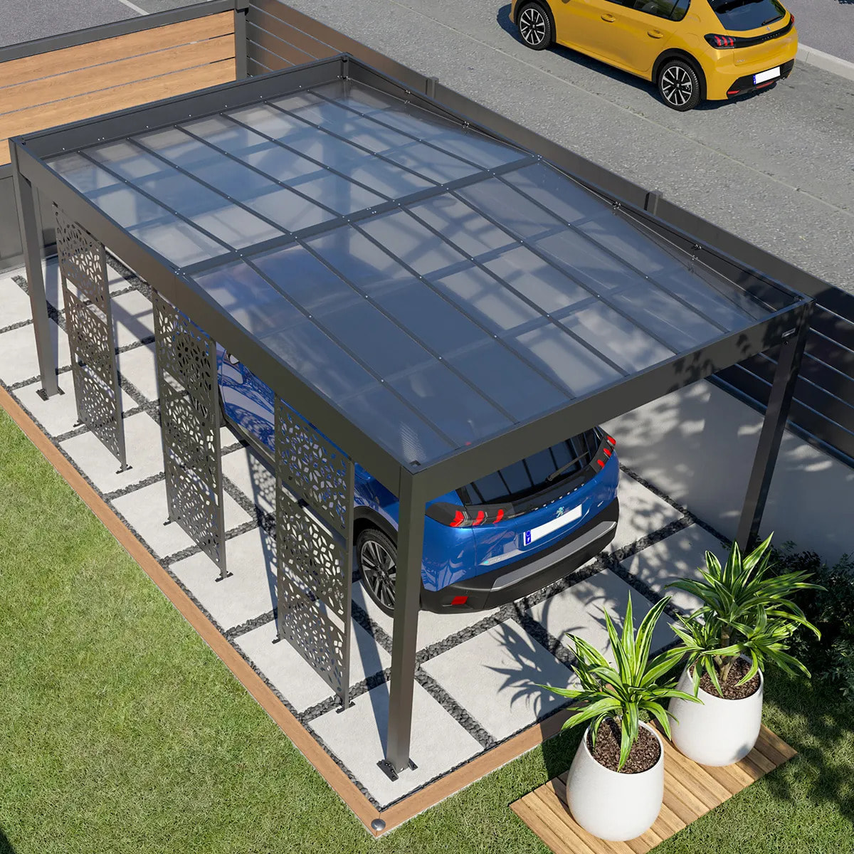Carport aluminium Trigano - LIBECCIO + 3 claustras - 16 m²