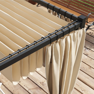 Pérgola de Jardín 3x3 m Cenador para Exterior con Techo y Paredes Laterales Retráctil Marco Metálico Impermeable para Terraza Patio Beige