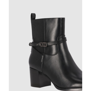 Botines de Piel Sintética - Negro - Tacón: 6 cm